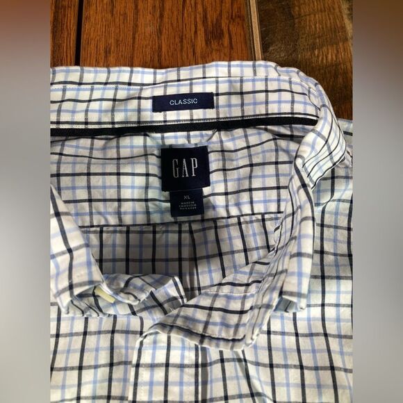 Men’s Gap Classic Checkered Button Up, Size XL, White/Blue/Black - Picture 4 of 4